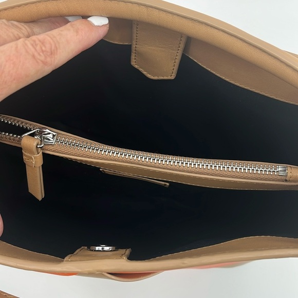 NEW & Other Stories Braided Leather Bucket Shoulder Bag Orange and Tan - Picture 6 of 8